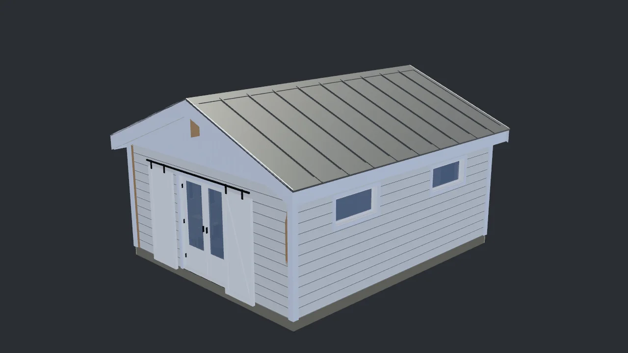 Finished cottage model from the southeast.